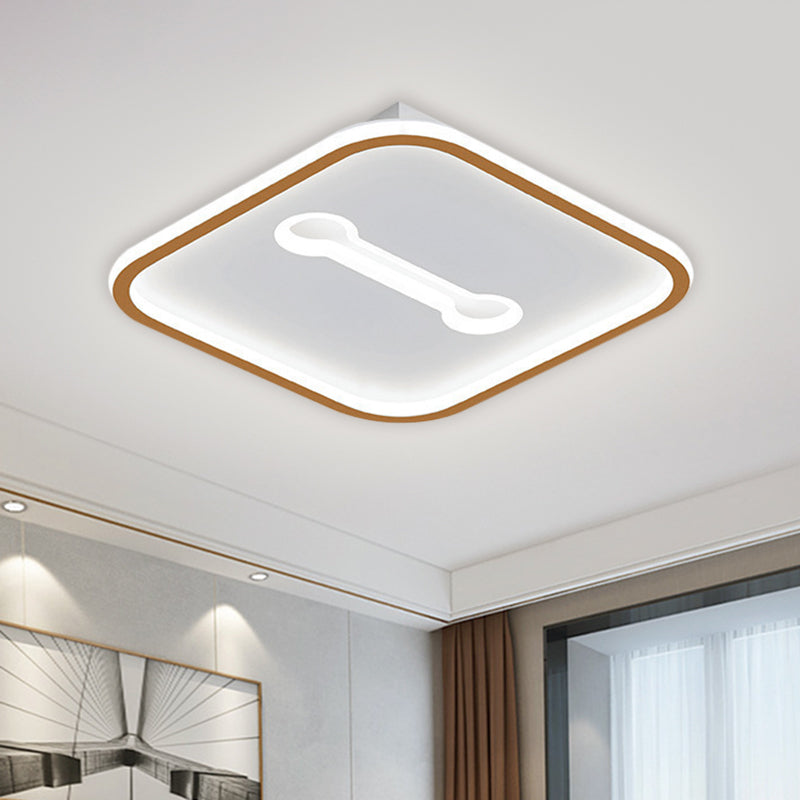 Metallic Squared Flushmount Nordic Style Black/Gold LED Ceiling Lighting in Warm/White Light, 16"/19.5" Width - Gold - Clearhalo - 'Ceiling Lights' - 'Close To Ceiling Lights' - 'Close to ceiling' - 'Flush mount' - Lighting' - 1637414