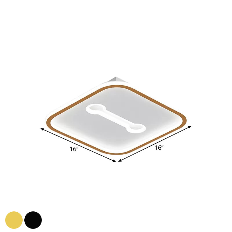 Metallic Squared Flushmount Nordic Style Black/Gold LED Ceiling Lighting in Warm/White Light, 16"/19.5" Width - Clearhalo - 'Ceiling Lights' - 'Close To Ceiling Lights' - 'Close to ceiling' - 'Flush mount' - Lighting' - 1637417