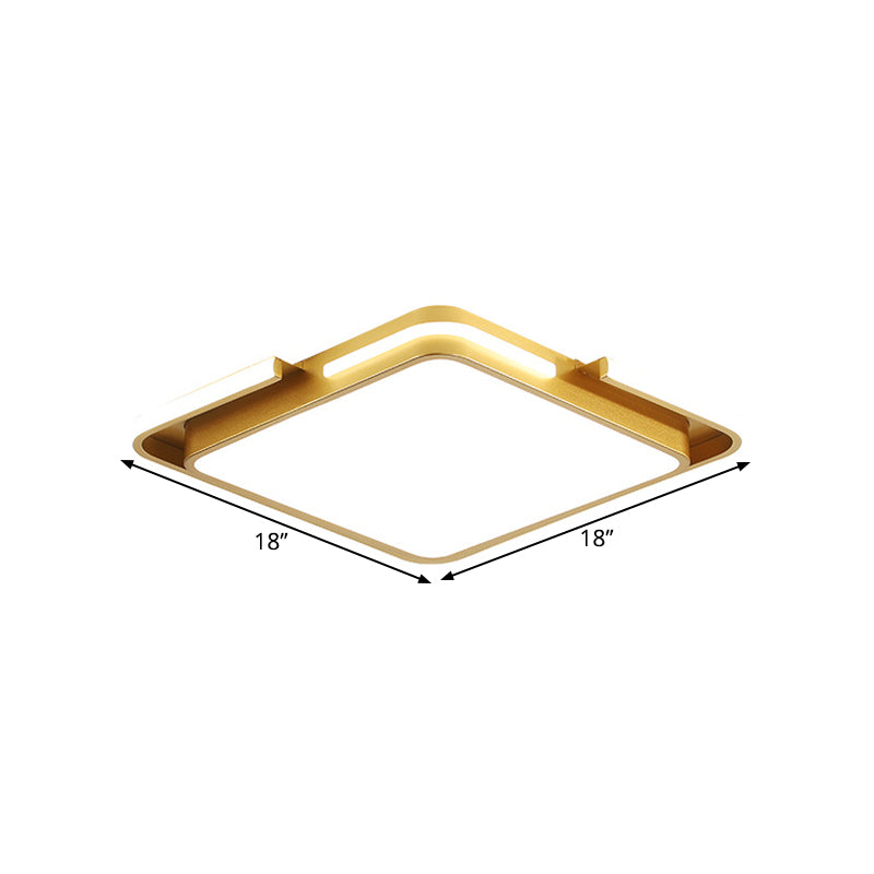 Gold Square Ceiling Fixture Modernist LED Metal Flush Mount Lighting in Warm/White Light