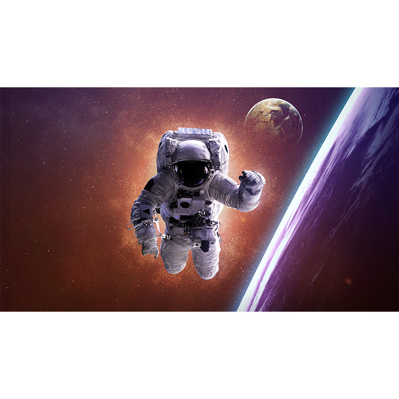 Non-Woven Decorative Wall Mural Sci-Fi Astronaut and Milky Way View Wall Covering Clearhalo 'Wall Decor' 'Wall Mural' 1637496
