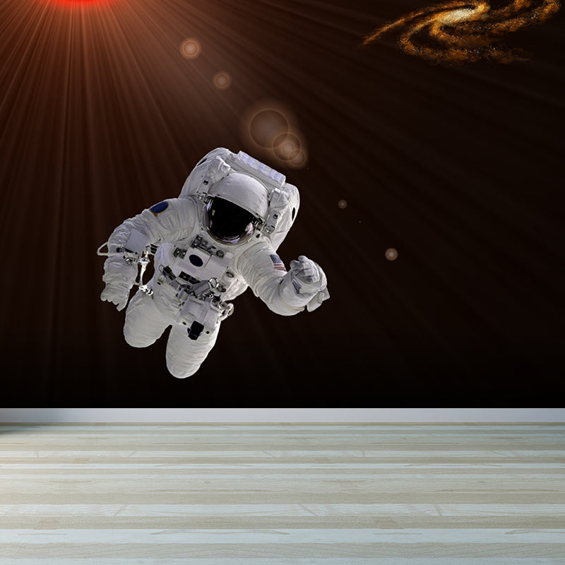 Futuristic Astronaut Mural Non-Woven Texture Stain-Proof Black Wall Art for Bedroom Clearhalo 'Wall Decor' 'Wall Mural' 1637524