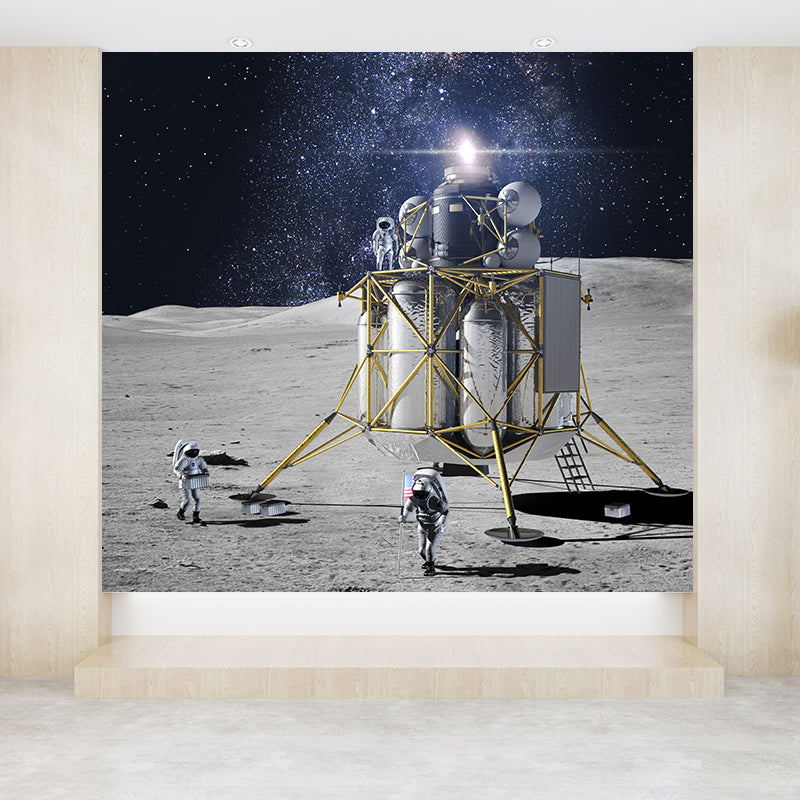 Astronaut and Earth View Mural Wallpaper Fictional Non-Woven Cloth Wall Covering Clearhalo 'Wall Decor' 'Wall Mural' 1637543
