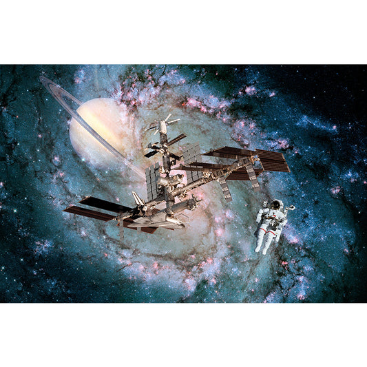 Outer Space Scenery Mural Wallpaper Blue Futuristic Wall Covering for Living Room Clearhalo 'Wall Decor' 'Wall Mural' 1637551