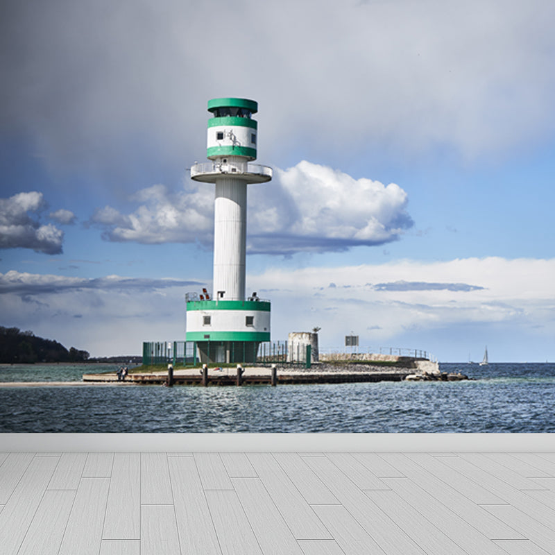 Photography Style Beacon Mural for Living Room, Light Color, Custom Size Available Clearhalo 'Wall Decor' 'Wall Mural' 1637579