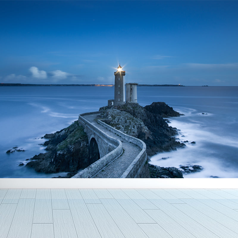 Photography Style Beacon Mural for Living Room, Light Color, Custom Size Available Blue Design 4 Clearhalo 'Wall Decor' 'Wall Mural' 1637588