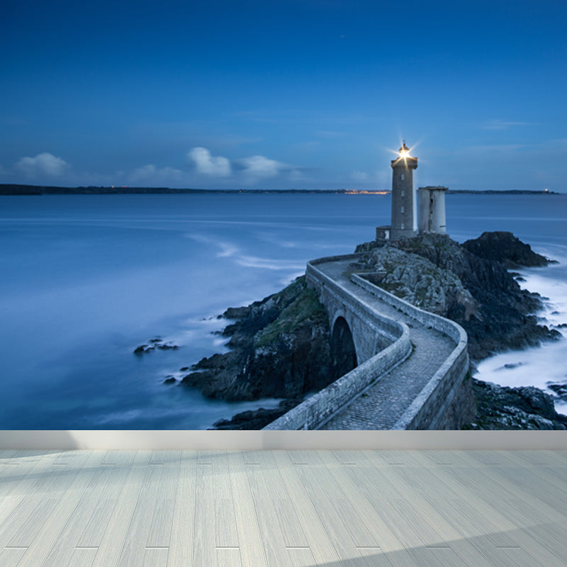 Photography Style Beacon Mural for Living Room, Light Color, Custom Size Available Clearhalo 'Wall Decor' 'Wall Mural' 1637589