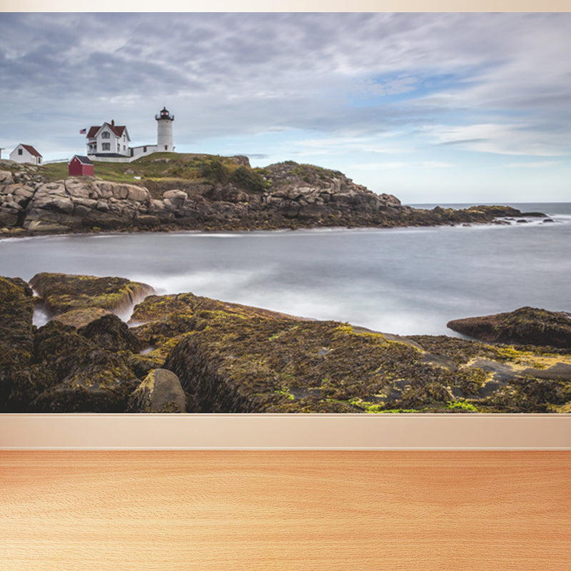 Stain Resistant Beacon Mural Decal Non-Woven Nautical Wall Decor for Girls Bedroom Brown Clearhalo 'Wall Decor' 'Wall Mural' 1637598