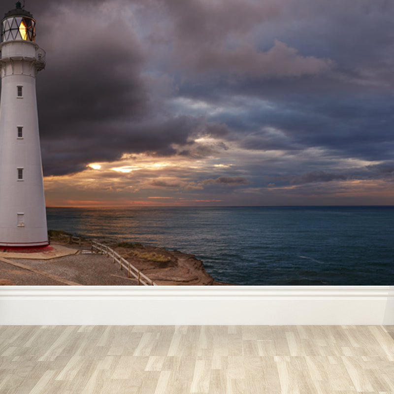 Stain Resistant Beacon Mural Decal Non-Woven Nautical Wall Decor for Girls Bedroom Blue Clearhalo 'Wall Decor' 'Wall Mural' 1637603