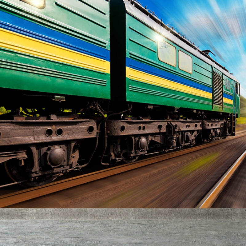 Light Color Train Mural Wallpaper Vehicle Industrial Stain Resistant Wall Covering Clearhalo 'Wall Decor' 'Wall Mural' 1637644