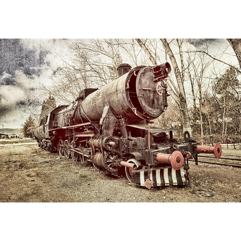 Industrial Autumn Train Wall Mural Soft Color Decorative Wall Art for Living Room Clearhalo 'Wall Decor' 'Wall Mural' 1637681