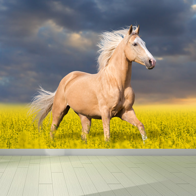 Handsome Horse Mural Wallpaper Soft Color Contemporary Wall Decor for Living Room Clearhalo 'Wall Decor' 'Wall Mural' 1637734