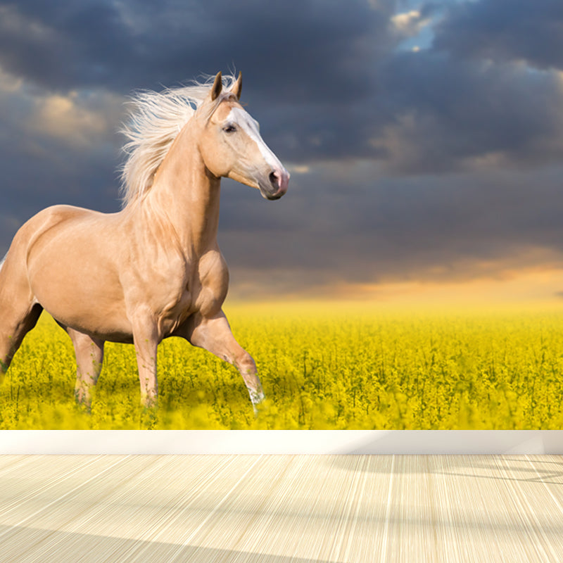 Handsome Horse Mural Wallpaper Soft Color Contemporary Wall Decor for Living Room Clearhalo 'Wall Decor' 'Wall Mural' 1637735