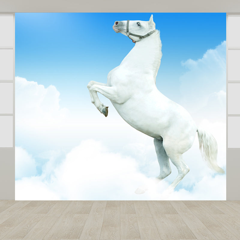 Handsome Horse Mural Wallpaper Soft Color Contemporary Wall Decor for Living Room Clearhalo 'Wall Decor' 'Wall Mural' 1637739