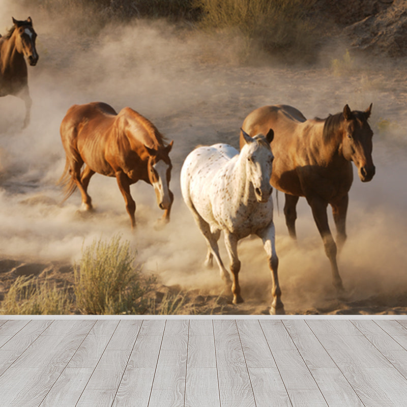 Handsome Horse Mural Wallpaper Soft Color Contemporary Wall Decor for Living Room Clearhalo 'Wall Decor' 'Wall Mural' 1637745