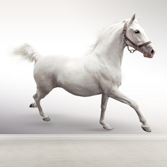 Contemporary Asian Horse Mural Wallpaper Light Color Nature Animals Wall Covering Clearhalo 'Wall Decor' 'Wall Mural' 1637769