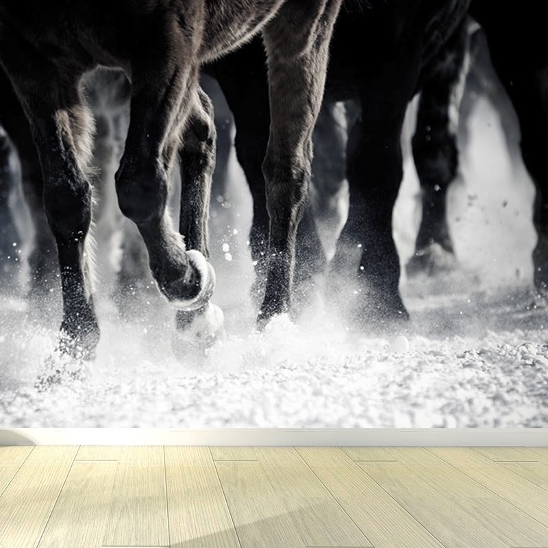 Modern Horse Mural Wallpaper Pastel Color Dining Room Wall Decor, Custom Printed Clearhalo 'Wall Decor' 'Wall Mural' 1637775