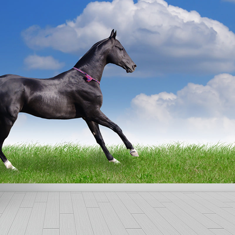 Modern Horse Mural Wallpaper Pastel Color Dining Room Wall Decor, Custom Printed Clearhalo 'Wall Decor' 'Wall Mural' 1637785