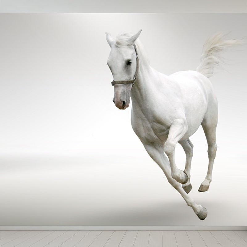 Modern Horse Mural Wallpaper Pastel Color Dining Room Wall Decor, Custom Printed Clearhalo 'Wall Decor' 'Wall Mural' 1637789