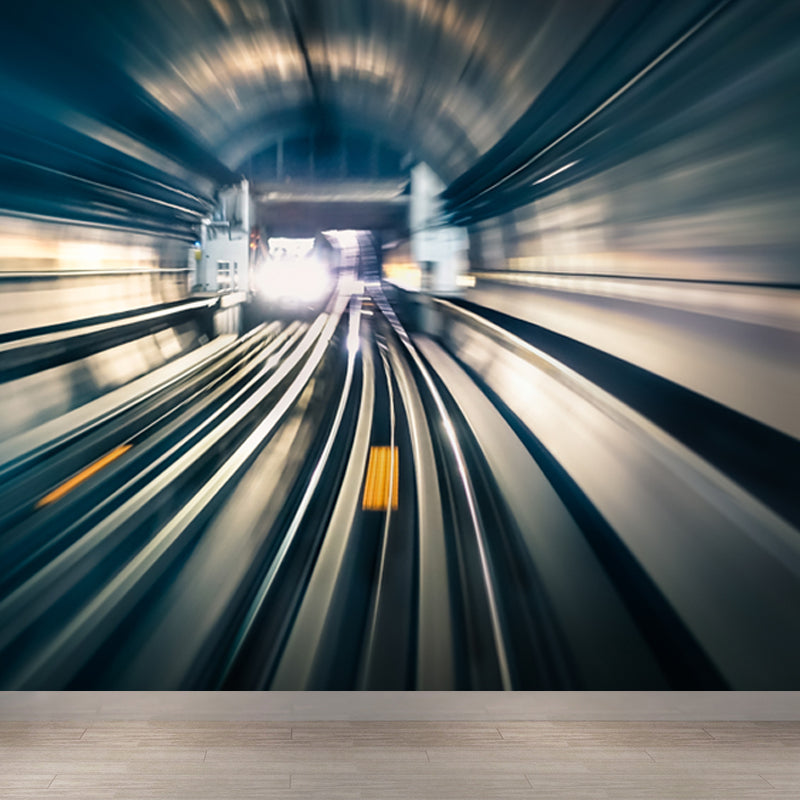 Stain-Proof 3D Effect Tunnel Mural Non-Woven Texture Novelty Wall Decor for Boys Room Clearhalo 'Wall Decor' 'Wall Mural' 1637800