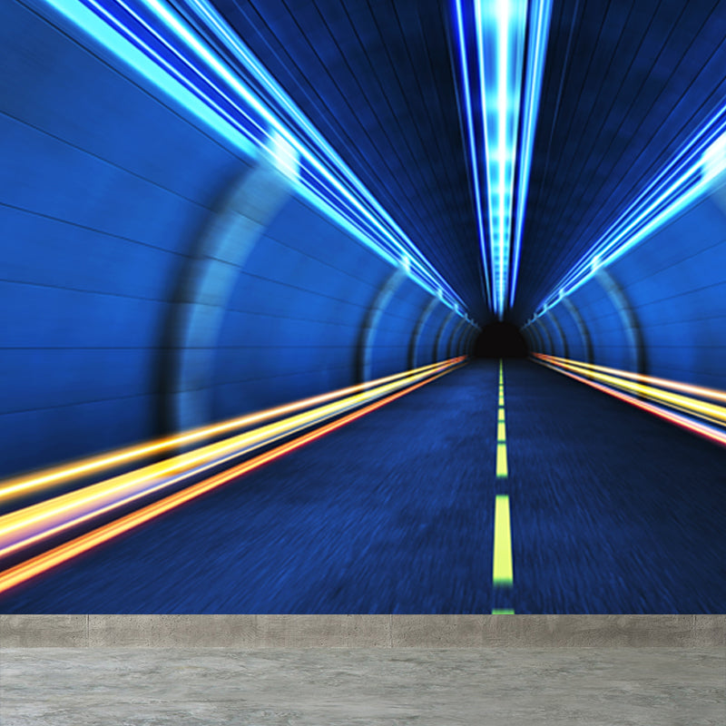 Stain-Proof 3D Effect Tunnel Mural Non-Woven Texture Novelty Wall Decor for Boys Room Clearhalo 'Wall Decor' 'Wall Mural' 1637809