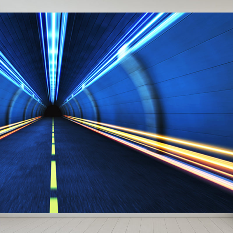 Stain-Proof 3D Effect Tunnel Mural Non-Woven Texture Novelty Wall Decor for Boys Room Clearhalo 'Wall Decor' 'Wall Mural' 1637810