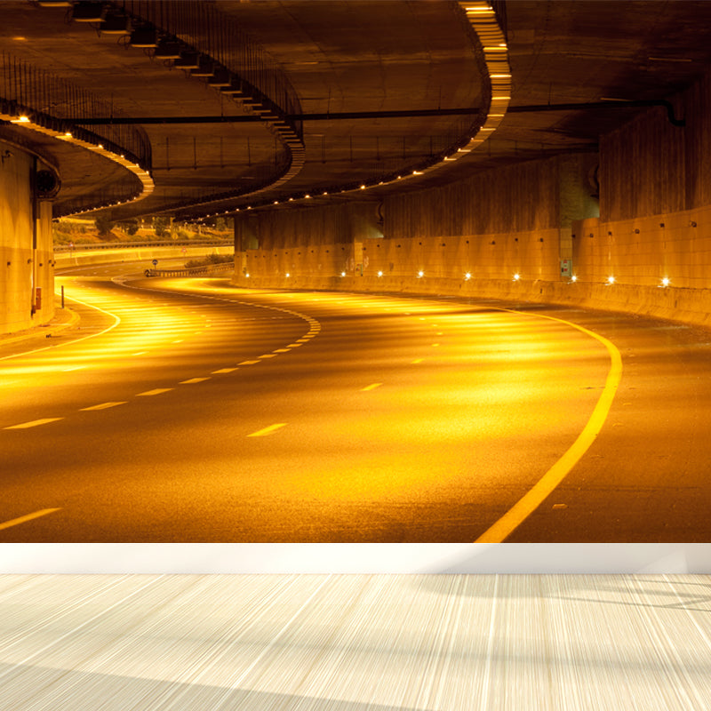 Giant Creative Wall Mural in Dark Color 3D Space Extension Wall Decor, Personalise Yellow Clearhalo 'Wall Decor' 'Wall Mural' 1637833