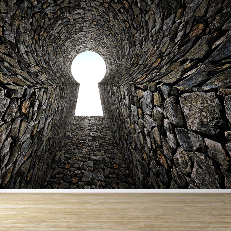 Giant Creative Wall Mural in Dark Color 3D Space Extension Wall Decor, Personalise Clearhalo 'Wall Decor' 'Wall Mural' 1637840