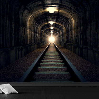 Giant Creative Wall Mural in Dark Color 3D Space Extension Wall Decor, Personalise Dark Gray Clearhalo 'Wall Decor' 'Wall Mural' 1637843