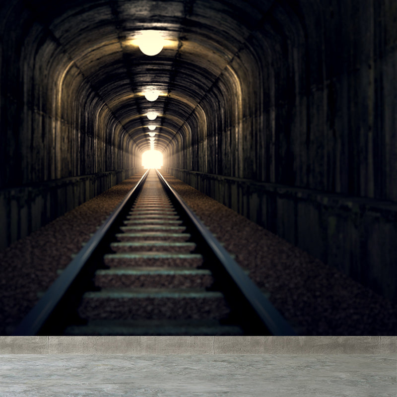 Giant Creative Wall Mural in Dark Color 3D Space Extension Wall Decor, Personalise Clearhalo 'Wall Decor' 'Wall Mural' 1637845