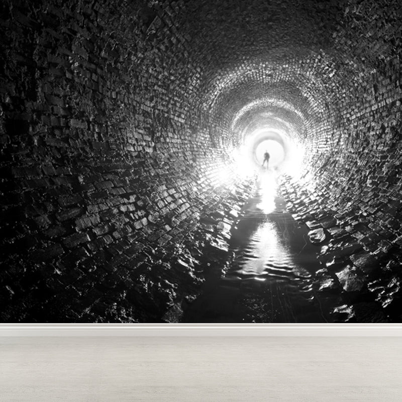 Giant Creative Wall Mural in Dark Color 3D Space Extension Wall Decor, Personalise Clearhalo 'Wall Decor' 'Wall Mural' 1637849