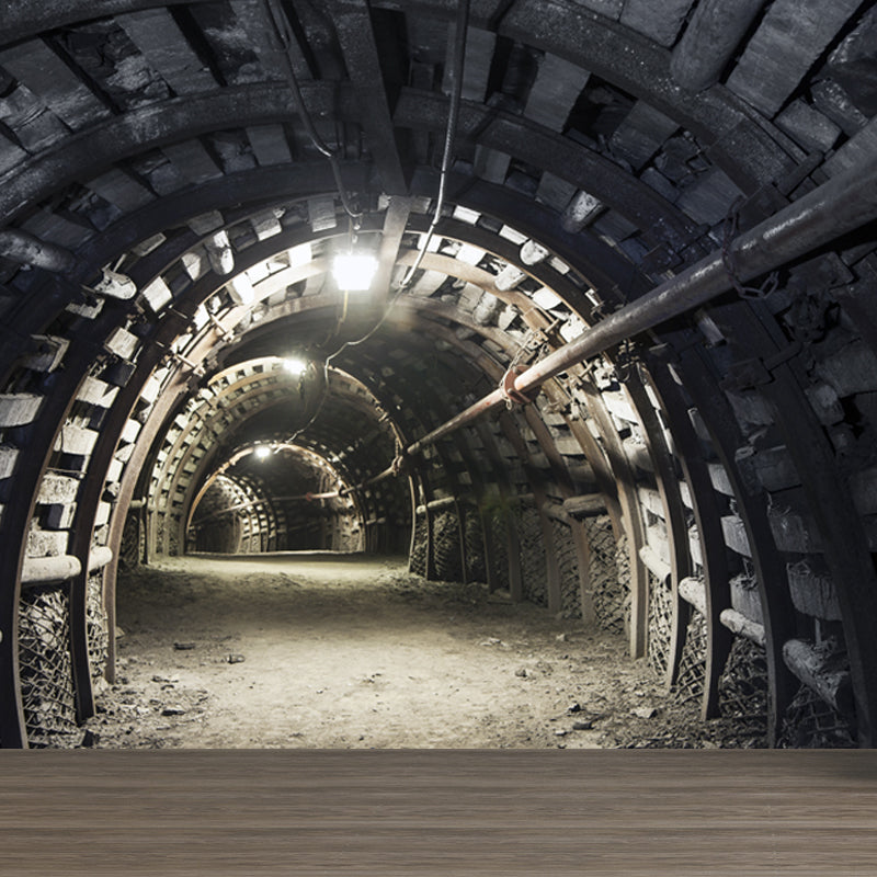 Full Size Photography Creative Mural Decal with Three-Dimensional Space in Dark Color Dark Gray Clearhalo 'Wall Decor' 'Wall Mural' 1637863