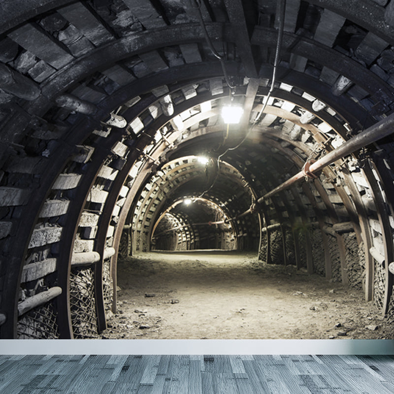 Full Size Photography Creative Mural Decal with Three-Dimensional Space in Dark Color Clearhalo 'Wall Decor' 'Wall Mural' 1637864