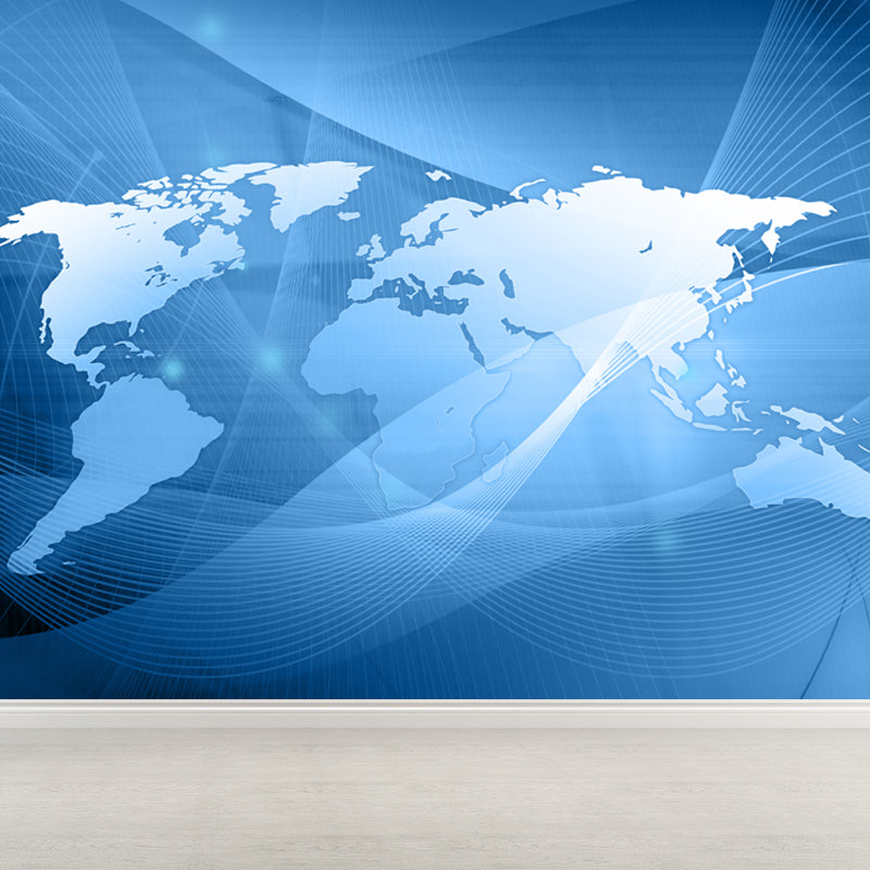 Abstract Mural Decal Modern Decorative Dining Room Wall Covering, Made to Measure Blue Clearhalo 'Wall Decor' 'Wall Mural' 1637923