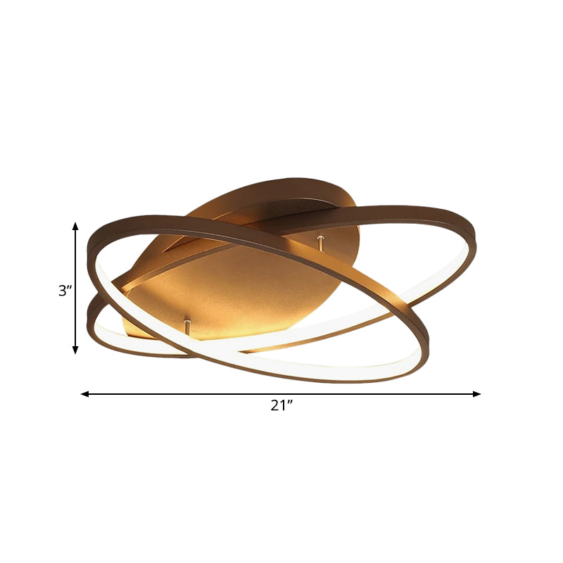 21"/29.5"/34" Wide Black/Brown Overlapped Ceiling Lamp Contemporary LED Acrylic Flush Mount Light in Warm/White Light Clearhalo 'Ceiling Lights' 'Close To Ceiling Lights' 'Close to ceiling' 'Flush mount' Lighting' 163793