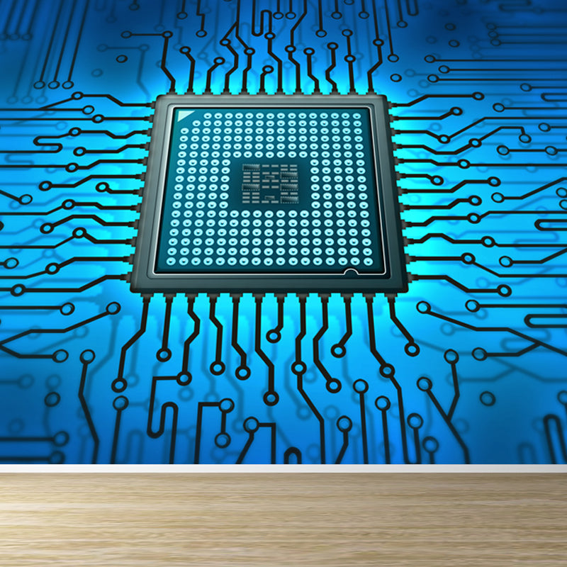 Illustration Style Abstract Mural Decal for Girls Bedroom, Dark Color, Custom Printed Dark Blue Clearhalo 'Wall Decor' 'Wall Mural' 1637933