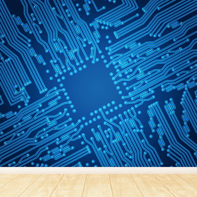 Illustration Style Abstract Mural Decal for Girls Bedroom, Dark Color, Custom Printed Blue Clearhalo 'Wall Decor' 'Wall Mural' 1637938