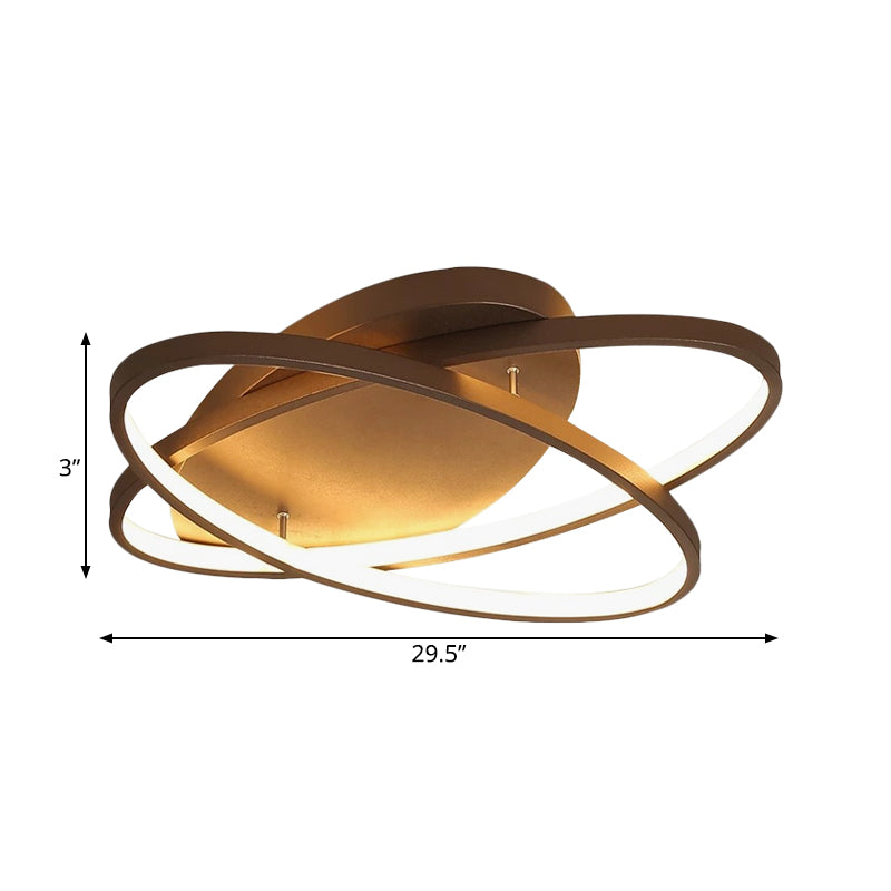 21"/29.5"/34" Wide Black/Brown Overlapped Ceiling Lamp Contemporary LED Acrylic Flush Mount Light in Warm/White Light Clearhalo 'Ceiling Lights' 'Close To Ceiling Lights' 'Close to ceiling' 'Flush mount' Lighting' 163794