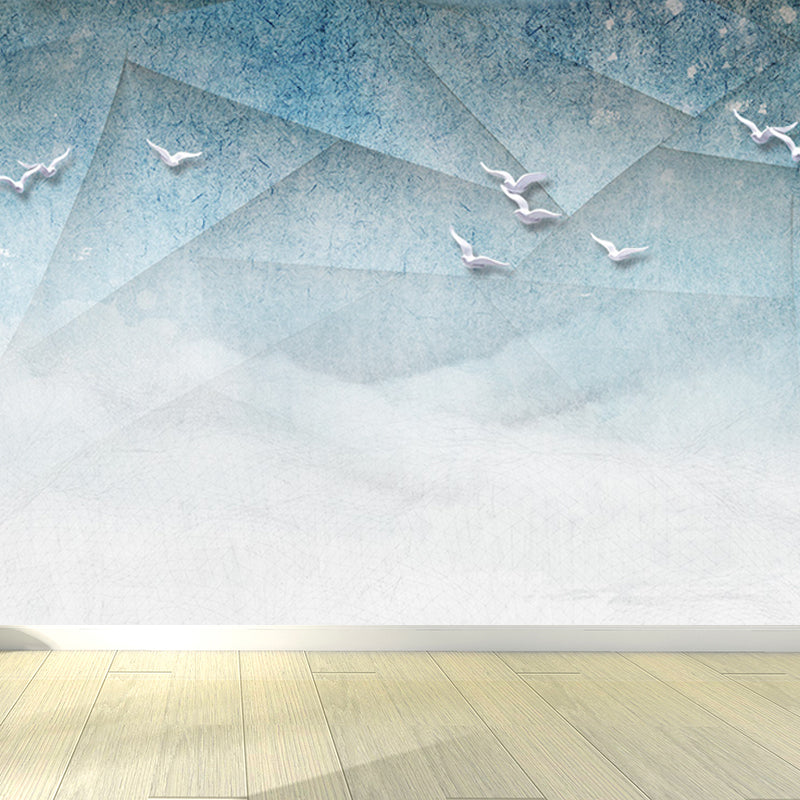 Geometric Mural Wallpaper Modern Non-Woven Texture Wall Covering in Pastel Color Light Blue Clearhalo 'Wall Decor' 'Wall Mural' 1637973