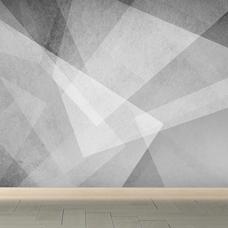 Geometric Mural Wallpaper Modern Non-Woven Texture Wall Covering in Pastel Color Grey Clearhalo 'Wall Decor' 'Wall Mural' 1637983