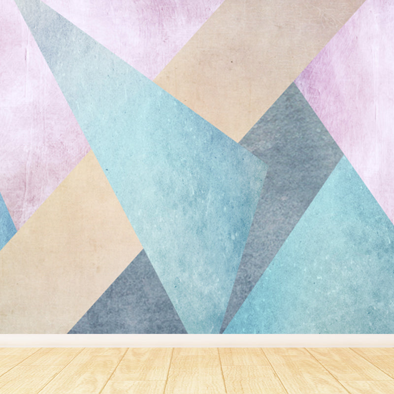 Stacked Triangle Pattern Wall Mural Contemporary Non-Woven Material Wall Covering Pink Clearhalo 'Wall Decor' 'Wall Mural' 1637988