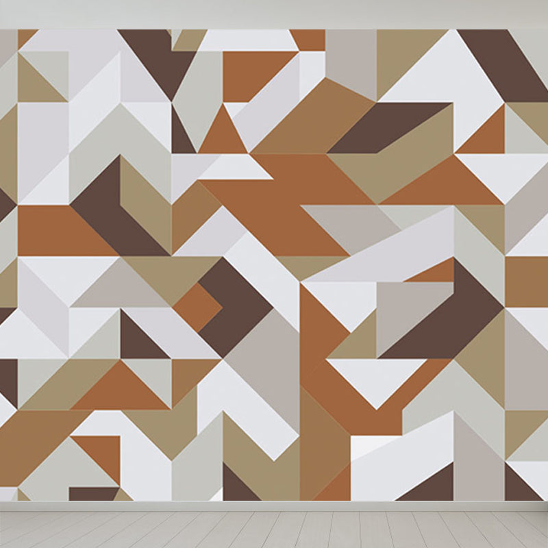 Geometry Mural Decal Modern Decorative Dining Room Wall Decor, Custom Size Available Brown-Khaki Clearhalo 'Wall Decor' 'Wall Mural' 1638013
