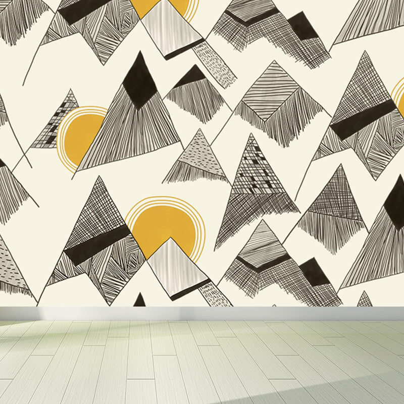 Geometry Mural Decal Modern Decorative Dining Room Wall Decor, Custom Size Available Light Yellow Clearhalo 'Wall Decor' 'Wall Mural' 1638023