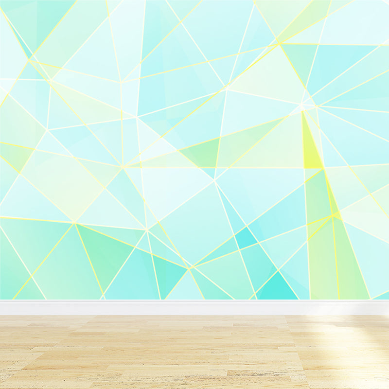 Soft Color Modern Mural Decal Huge Diamond Pattern Wall Covering for Living Room Aqua Clearhalo 'Wall Decor' 'Wall Mural' 1638063