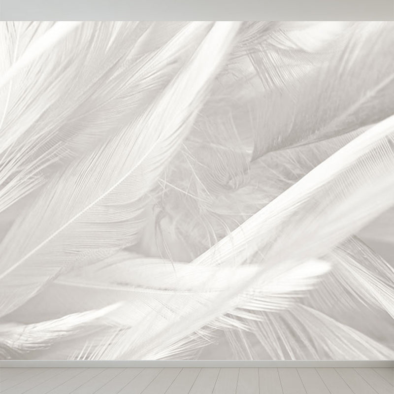 Stacked Bird Feather Mural Wallpaper Contemporary Non-Woven Texture Wall Covering Clearhalo 'Wall Decor' 'Wall Mural' 1638070