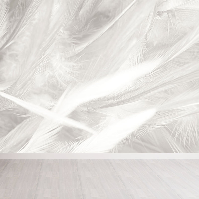 Stacked Bird Feather Mural Wallpaper Contemporary Non-Woven Texture Wall Covering Clearhalo 'Wall Decor' 'Wall Mural' 1638074