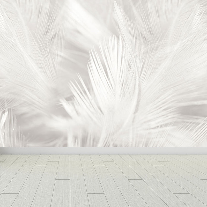 Stacked Bird Feather Mural Wallpaper Contemporary Non-Woven Texture Wall Covering Grey Clearhalo 'Wall Decor' 'Wall Mural' 1638083
