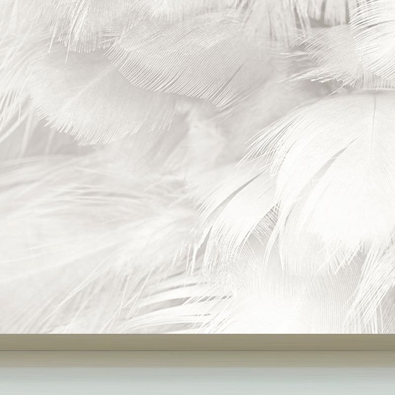 Bird Feather Mural Wallpaper Modern Decorative Kitchen Wall Art, Custom Size Available Light Gray Clearhalo 'Wall Decor' 'Wall Mural' 1638088
