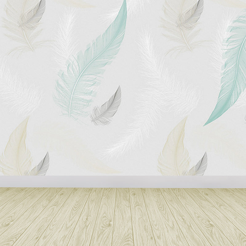 Bird Feather Mural Wallpaper Modern Decorative Kitchen Wall Art, Custom Size Available Clearhalo 'Wall Decor' 'Wall Mural' 1638104