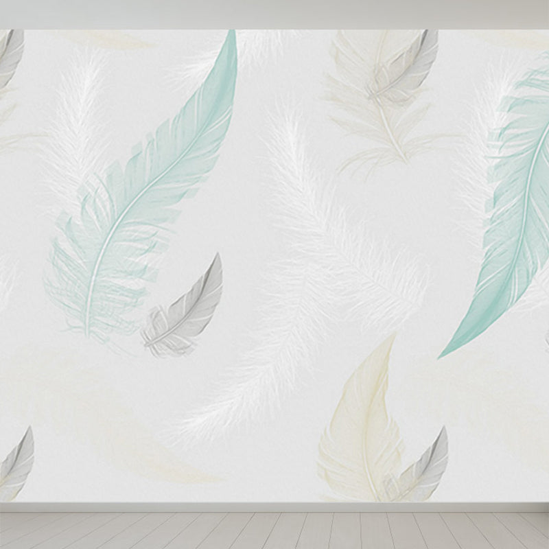 Bird Feather Mural Wallpaper Modern Decorative Kitchen Wall Art, Custom Size Available Clearhalo 'Wall Decor' 'Wall Mural' 1638105