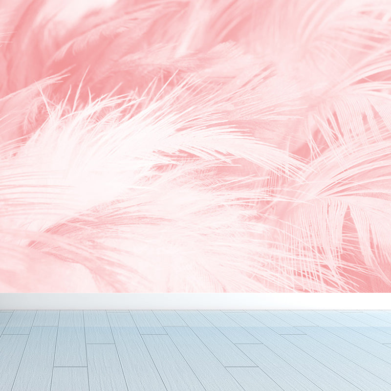 Full Size Illustration Modern Mural Wallpaper with Bird Feathers in Pastel Color Clearhalo 'Wall Decor' 'Wall Mural' 1638114